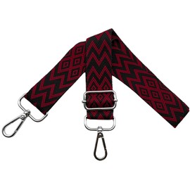 Bag Straps for Changing, Adjustable Shoulder Strap for Bags, Bag Strap Wide 3.8 cm Shoulder Strap with Carabiner Silver, Shoulder Strap for Women Carry Strap Bags DIY, Black/Red, X22