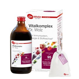 Dr. Wolz Vitalkomplex 500 ml Combination Pack with Fruit and Vegetable Net - Micronutrient Complex with 95 Ingredients - Vitamins, Minerals, Trace Elements & Secondary Plant Substances - for Immune System - Vegan