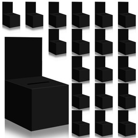 zzhxkjhky 20 Pcs Black Raffle Boxes Ballot Boxes for Fundraising, 6 x 6 x 6 Inch Cardboard Box with Slot for Ticket and Removable Header Donation Box for Collecting Business Card Voting Contest