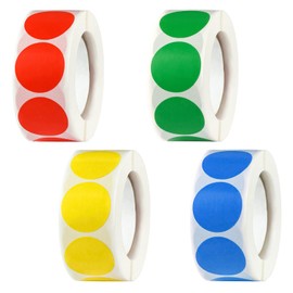 YXHZVON 2000 Pieces Colourful Dot Stickers, Round Dot Stickers, Colour Coding, Labels Marking Dots for DIY Scrapbooking Calendar (Red, Yellow, Blue, Green)