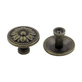 sourcingmap® Metal Household Vintage Style Cupboard Door Handle Pull Knob 4 Pcs Bronze Tone