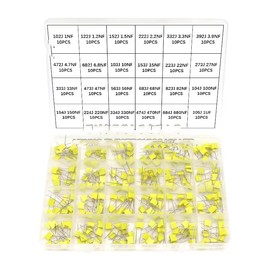 zmart 240pcs Correction Capacitors Assortment Kit 24 Values x 10 Pcs 100V 102J-105J Polypropylene Safety Plastic Film Capacitor Set