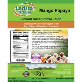 Mango Papaya French Roast Coffee (Gourmet, Naturally Flavored, Whole Coffee Beans) (8 oz, ZIN: 565323)