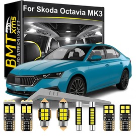 BMT xms LED Car Interior Light Kit Replacement for Octavia 3 MK3 5E Sedan Combi 2013-2020, 6000K Interior Car Accessories, 19 Pieces