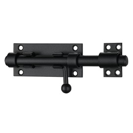 JQK Sliding Bolt Gate Latch Black, 6.3 Inch (Thick 2.4mm) Heavy Duty 304 Stainless Steel Barrel Bolt with Padlock Hole, Interior Door Latches, DL300-BK