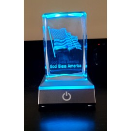 Patriotic Crystal Cube Night Light | Christmas Gift | USA Flag LED Light | Patriotic night light | Crystal cube night light| USA flag night light, American flag lamp, LED night light, bedroom decor