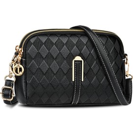 TEUEN Crossbody Bag Women's Leather PU, Zip Shoulder Bag Women's Medium Shoulder Bags Leather Handbag Women's Bag Leather Handbag for School Shopper Casual Daily, Black-Style A, Minimal