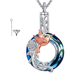 Thanches Hummingbird Urn Necklaces for Ashes for Women, 925 Sterling Silver Cremation Jewelry Keepsake Urn Pendant Necklace for urn Necklaces Ashes Jewelry Gift