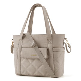 mommore Diaper Bag Tote, Small Baby Bag with Insulated Pockets, Lightweight Quilted Tote Bag for Mom with Stroller, Gym Bag with Yoga Strap for Work Nurse Travel