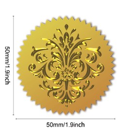 CHGCRAFT Pack of 100 Gold Foil Certificate Seal Baroque Gold Foil Embossed Stickers Gold Foil Embossed Certificate Seal Embossed Sticker for Envelope Invitation Letter Graduation Party