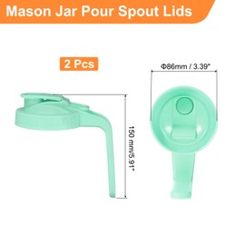 sourcing map 2 Pcs Mason Jar Pour Spout Lids with Handle 86mm Wide Mouth Flip Cap Airtight Pour Lids Seal Leak-proof Cover for Drinking Canning Jars Pouring Leak-proof, Green(150mm Height)