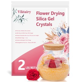 2LBS Silica Gel Flower Drying Crystals, Reusable Flower Preservation Kit with Brush and User Manual, Color Indicating Silica Gel Desiccant for DIY Wedding Bouquet Preservation, Bead Size<1mm