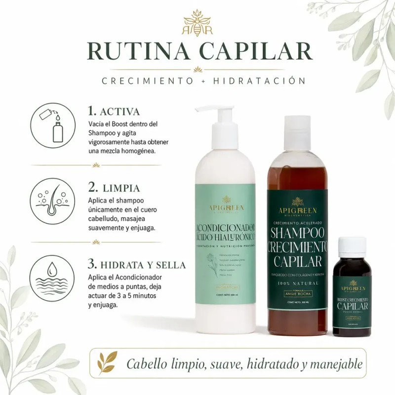Shampoo Crecimiento Con Boost Y Acondicionador Apigreen