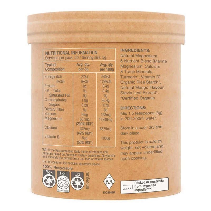 Amazonia Raw Muscle Magnesium - Creamy Mango, 100g