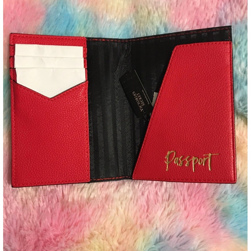 Victoria's Secret Victoria Secret Red gold studded Black Passport Cover