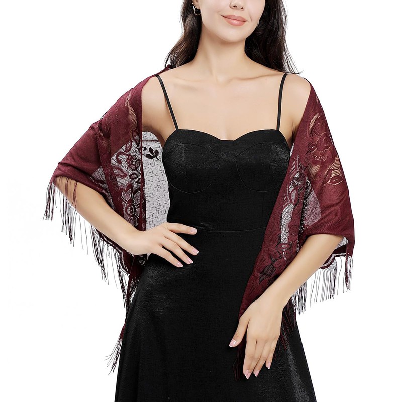 Ladiery Women's Shawl Pashmina Scarf, Purplish red