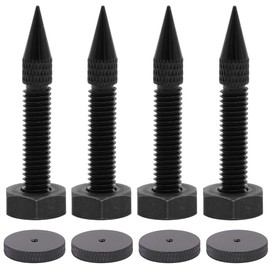 Flushbay 4 Pack Speaker Spikes M6 Black Audio Speaker Insulator Carbon Iron Spike Receptor Sound Enhancer Height Adjustable Noise Reduction Audio Supplies (M6)