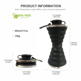 Semetor Collapsible Water Bottle, 500ml, BPA Free Silicone, Reusable, Portable, Heat Resistant, Suitable for Outdoor Activities, Easy to Clean