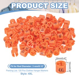 PATIKIL 120 Pcs Clothes Hanger Markers, 4XL Size Tags Fit 3mm Rod Garment Size Hanger Clips Color Coding Label for Clothing Hangers, Coral