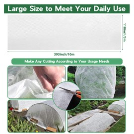 Scettar Plant Covers Freeze Protection, 2 Packs 10Ft x 33Ft Frost Cloths for Outdoor Plants, Frost Blankets for Outdoor Plants, Garden Non-Woven Fabrics Plant Cover for Winter Frost Protection