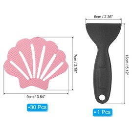 PATIKIL 30 Pcs Non Slip Bathtub Stickers, Anti Slip Shower Stickers with Scraper Bathroom Shower Floor Decals Sea Shell Shape Cute Treads Tubs, Pink