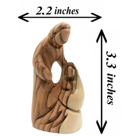 Zuluf Set of 3 Olive Wood Holy Family Nativity 3.2" - Mini Hand Carved Joseph Mary Baby Jesus Christmas Scene HOF069
