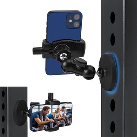 Gym Magnetic Phone Holder, Gym Phone Mount with Upgrade Phone Clip & Strong Magnetic Base, 360 Degree Rotation, Magnetic Phone Holder for Gym, Forklift, Tractor, Boat, Compatible with All Smartphones