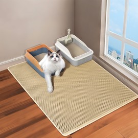 GRELY XL 47 x 28 Extra Large Double Layer Cat Litter Mat, Kitty Box Mat, Waterproof Urine Proof Non-Slip Cats Rug for Pet,Litter Trapping Mat