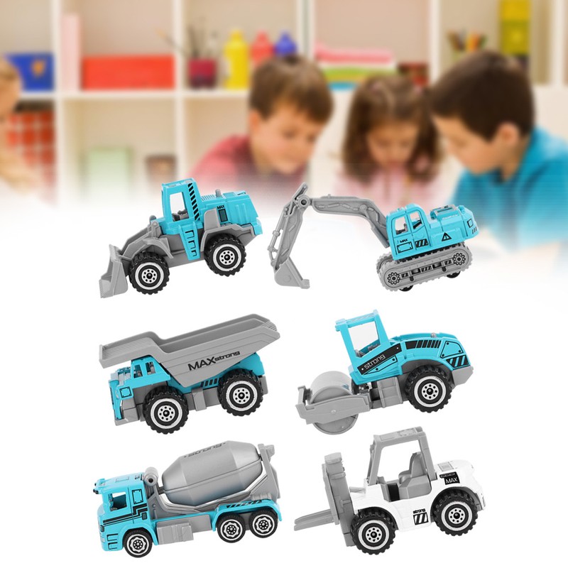 6pcs 1:64 Engineering Car Model Alloy Simulation Vehicle Car Model