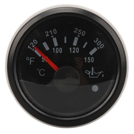 52MM Oil Temperature Gauge DC9 to 32V Double Scale Pointer High Precision Sensors for RVs Yachts Fishing Boats Ships Black Cover
