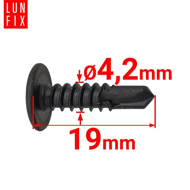 100er Packung schwarze Bohrschrauben 4,2x19 mm aus Stahl fosfatiert mit