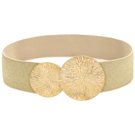 BAOKELAN Women Wide Stretchy Waist Belts Elastic Cinch Belt for Dresses Bling Beige Gold 70CM