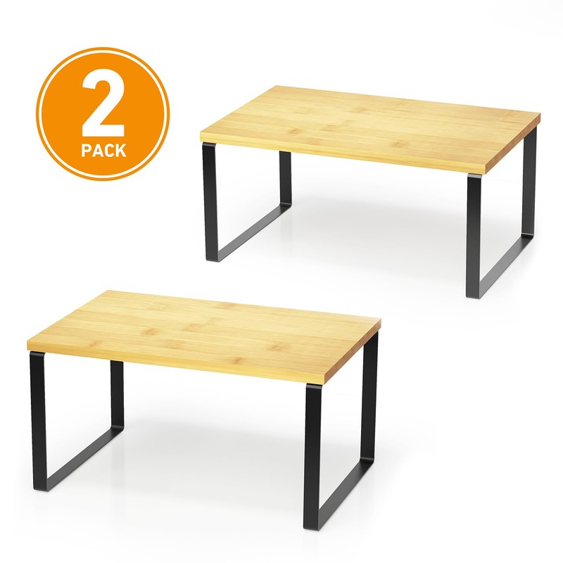 SpaceAid Cabinet Shelf Organizers 2 Pack, Kitchen Counter Rack Shelves