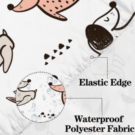 bisibuy Cute Dog Pattern Table Cloths for 6 Foot Rectangle Tables Waterproof Adorable Tablecloths Fitted Table Cover 6 ft Table Cloth with Elastic Edge for Outdoor Picnic Camping Dining Party
