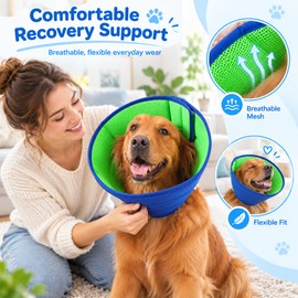 Dog Recovery Cone Collar for Everyday Protection – Breathable Flexible Adjustable Design for Walking & Travel
