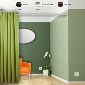 Rod Desyne 1.5" Premium Heavy Duty Wall Adjustable Room Divider Rod with Socket Set, 28 x 48, Satin Nickel