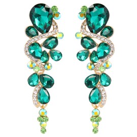 Clearine Women's Bohemian Boho Crystal Wedding Bridal Teardrop Dangle Statement Earrings, Silver Tone, Alloy