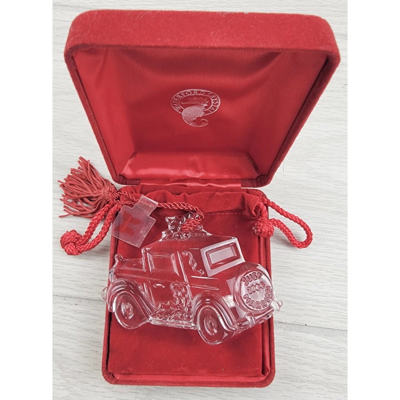 Waterford 2004 Waterford Crystal Car Just Married Ornament Wedding First