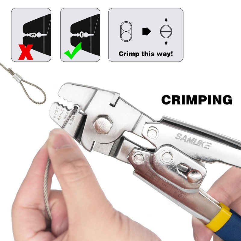 Sanuke Wire Rope Crimping Tool for 3/64 5/64 1/16 Wire