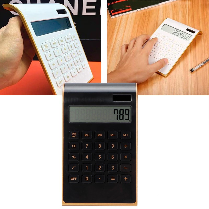 Slim Solar Power Calculator, Tilt LCD Display, Dual Power, 10