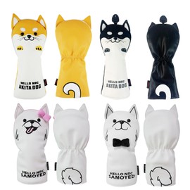 Golf Cover Head Cover Driver Cover Cover for 440cc 460cc Wood Cover Utility UT Cover Waterproof Akita Inu Samoyed (For Wood, Akita Inu Yellow)