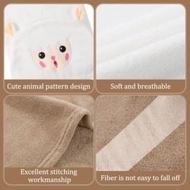 Hooded Baby Towel, Soft Bath Towel for Newborns, Infants, Toddlers, Cute Animal Hooded Towels for Girls Boys (70x140CM)