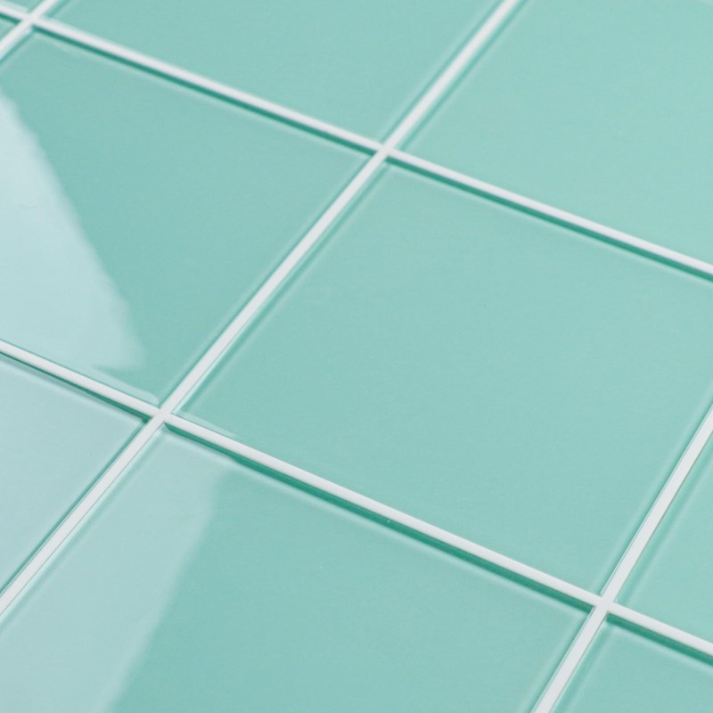 CASAPALACE Peel and Stick Glass Tile, Light Blue Square Mosaic