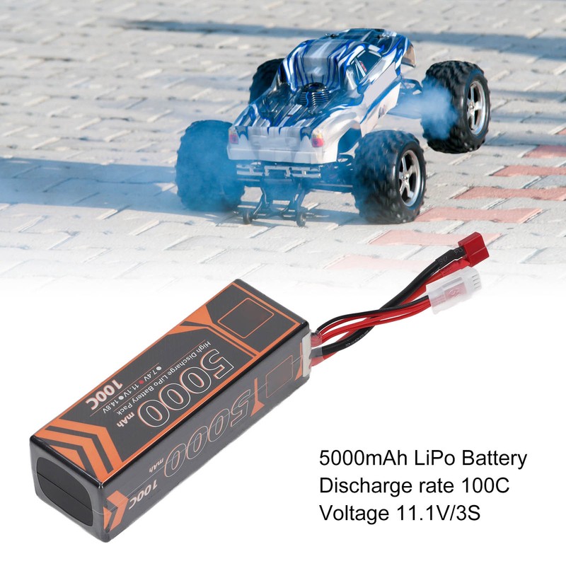 11.1V 5000mAh 100C 3S LiPo Battery with T Shaped Red