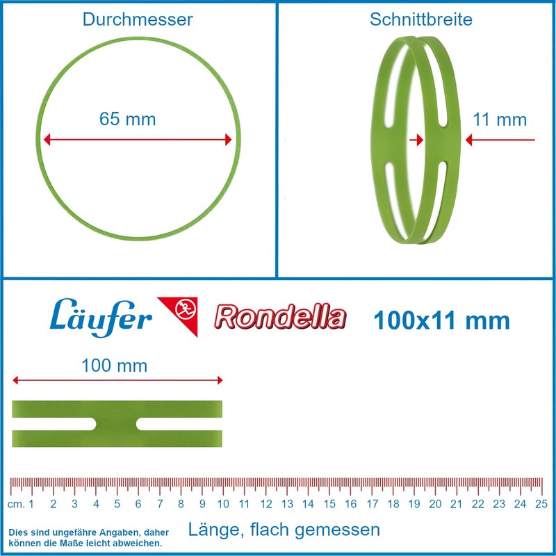 Läufer Rondella Elastic X-Band, Assorted Colours, 100x11 mm/65 mm Ø