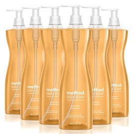 Method Gel Dish Soap, Clementine, Tough on Grease, 18 Fl Oz (Pack of 6)