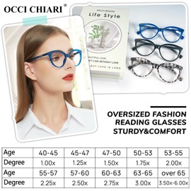 OCCI CHIARI 1.75 Reading Magnifying Glasses Modern Oversized Readers for Women(1.0 1.25 1.5 1.75 2.0 2.25 2.5 2.75 3.0 3.5 4.0 5.0 6.0)