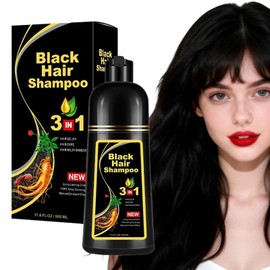 shampoo con tinte 3 en 1,Champú Colorante para Teñir el Cabello,hair dye shampoo para Cubrir Canas Negro,Fórmula con Ingredientes Herbales,Sin...     