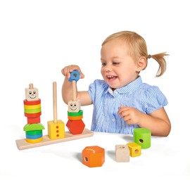 Eichhorn Holz Figuren Steckpuzzle, 20-teilig - 3 Stecksäulen mit Steckteilen, hochwertiges Buchenholz,Made in Germany, für Kinder ab 12 Monaten