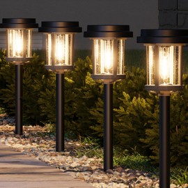 XMCOSY+ Solar Lights Outdoor - 6 Packs, 20 LM Solar Garden Lights, IP65 Waterproof Metal Solar Powered for Pathway Yard Landscape Backyard Walkway Driveway (‎Black & Grey)